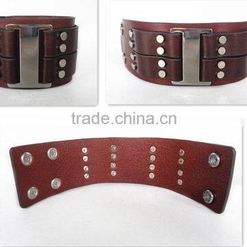 Hot Sale Wrap Leather Bracelet Stain Steel Handmade Men's Leather Bracelet photo-6