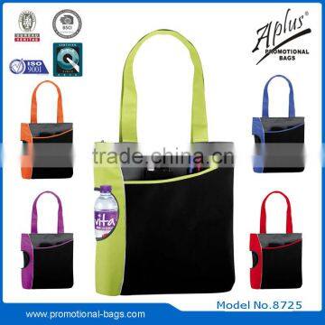 pictures printing welcome shopping tote bag with bottle holder