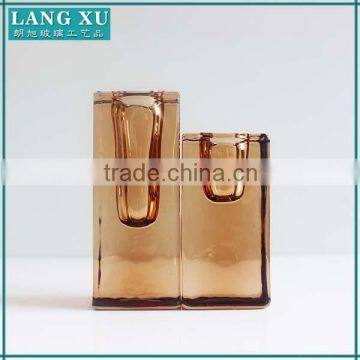 High quality brown sprayed glass taper candle holders