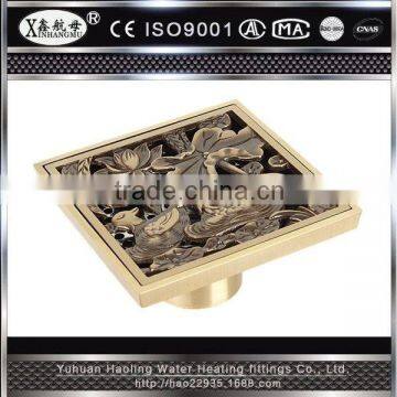 Antique Brass Floor Drain Trap Filler Art Carved Square Decorative Pattern Washer Quality Choice