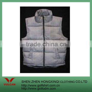 100% cotton white warm vest with full zipper straight collar