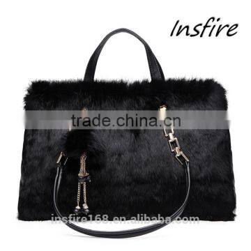 2016 Hot Selling Cheap Women Leather and Plush Handbag Wholesale