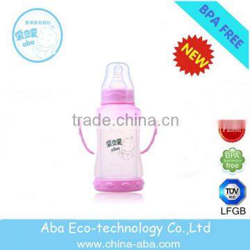 China new design colorful baby feeding bottle glass