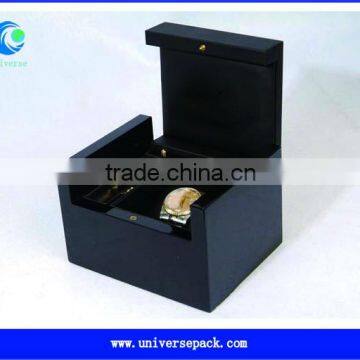 Flap Cover Wooden Box Black For Watch High Quality Timber Boxes