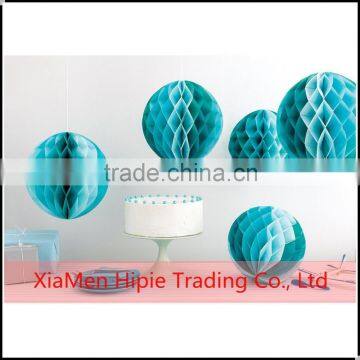 8" Turquoise Honeycomb Ball Tissue Paper Pom Poms Round Hanging Decoration