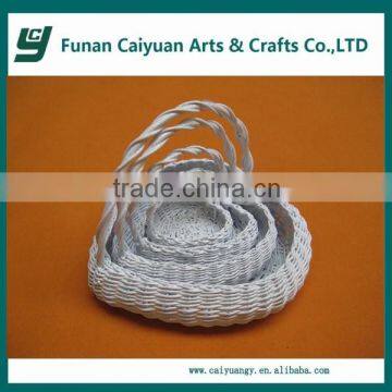 High light white heart shape flower basket wicker basket