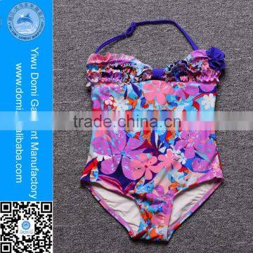 Stock 4T-14T sweet girl's one piece swimsuit kids models kid swimwear