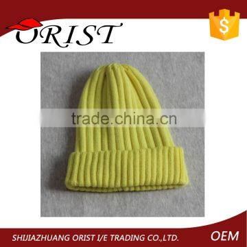 Wholesale custom cheap 100% acrylic knitted beanie hat cap