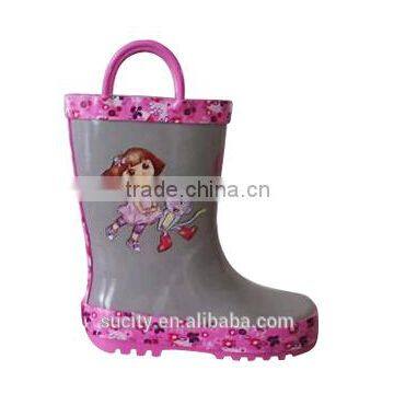 2016 new style Filigree pull Waterproof Rubber Rain Boots kids wellies