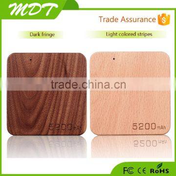 2015 Best selling gift wood power bank 5200mah portable power bank charger of usb rohs power bank