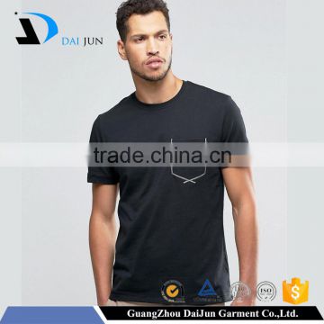 100 Cotton OEM O Neck Plain elastic short sleeve men 's black softtextile collar tshirt design