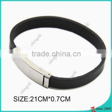 fashion Black Fabric Leather Wristband Bangle for men and women