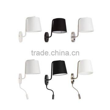 modern style double outlets wall sconce polished brush finish with black or white linen lamp shade