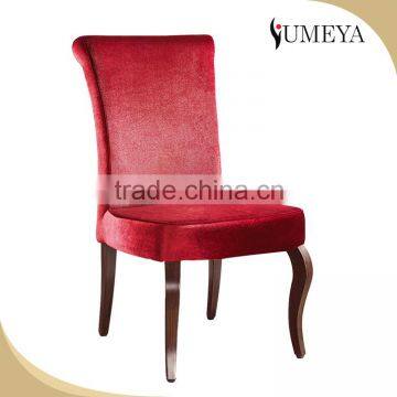 Wholesale Luxury Wood Look Legs Dining Chair Modern With Red Fabric photo-3