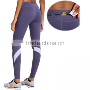 Fashion a zipper pocket on the back waistband women running leggings