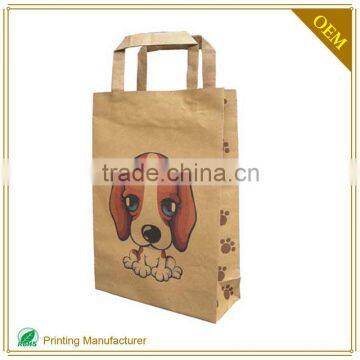 Cute Low Cost Recycle Brown Paper Bag Custom Logo Printing With Handles