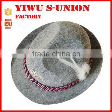 Custom Non Woven Grey Carnival Feather Decorate Fedora Hats photo-2