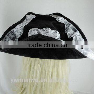 Pirate of the Caribbean Hat Pirate Hat White Lace Triangle Ostrich Hair photo-4