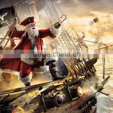 Christmas canvas poster of Santa Claus dressed in pirate