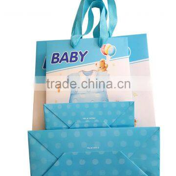 Pink Cute embossing Baby Clothes Packing Paper Bags