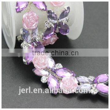 Hot Selling Colorful Crystal Rhinestone Bridal Trimmings Chain for Wholesale photo-2