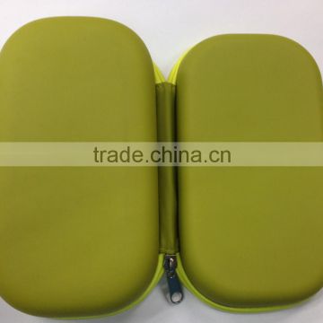 GC--Specialize good Brown pu customize round plastic cosmetic eva bag