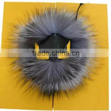 2015 fashion fox fur chain smart monster key chain