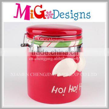 Xmas Red Sealed Jar Ceramic Pot wholesale