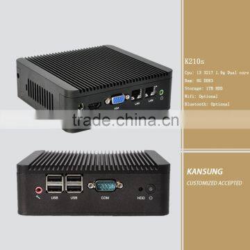 Embbeded I3 MINI Desktop comupter 1T hard disk 8G Memory 2 ethernets mini pc with VGA display