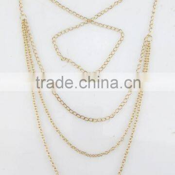 Female multi layer gold necklace