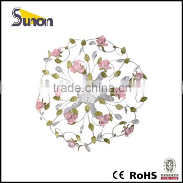 modern crystal ceiling lamp /wrought iron flowers ceiling lamp/cheap ceiling lamp