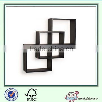 Intersecting Squares Decorative Black Wall Shelf