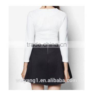 New Fashion Colourblocked Long Sleeves Women Dress Prom Semi Cocktail Party Dress photo-3