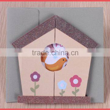 new design 3D glitter pop up greeting cards
