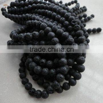 DIY custom jewellry findings-black round natural lava stone loose beads for bracelets