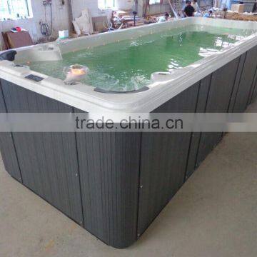 inground swimming pool fiberglass with LED waterfall