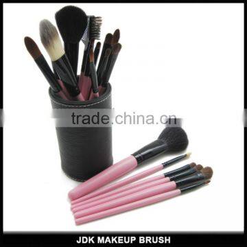 Goat and synthetic hair PINK 19 pcs makeup brush set with cup holder