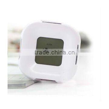 Novelty mini table clock,1 in 4 Digital 4-side Rotation digital alarm clock YF2606