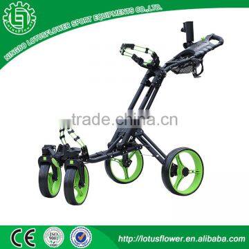 One-click Folding 4 Wheel Golf Push buggy with Swivel Front Wheel