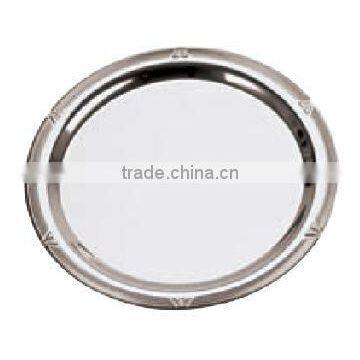 heavy stainless steel Round tray deco-edge