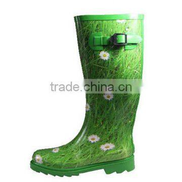 Green Women Fashion Rubber Rain Boots Manufacture