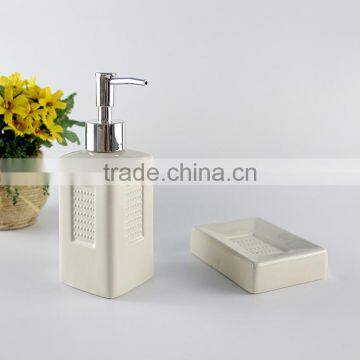 Custom Design 2 PCS Ceramic Bulk Bath Accessories Shampoo Bottle and Soap Dish photo-2