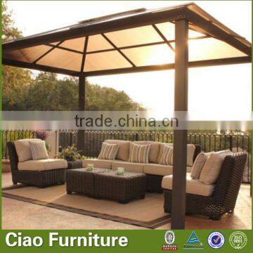 Leisure modern gazebo patio furniture rattan sectional sofa with pillow