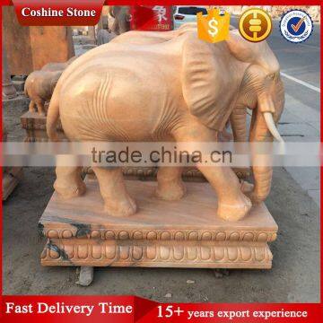 Red Stone Carving Elephant Garden Statue Decoration