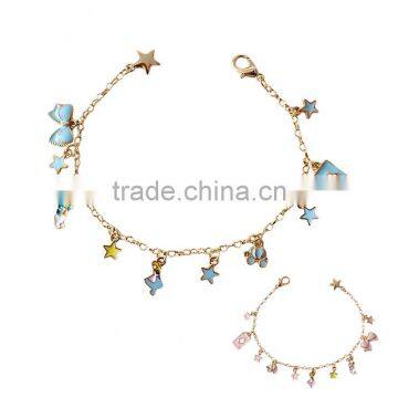 enamel star bowknot rabbit pumpkin carriage the playing cards charms bracelet gold chain bracelet with assorted charms