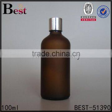 Cosmetic Frosted Fragrance Perfum100ml Amber Glass Bottle Aluminum Cap Essential Oil Empty 100ml Amber Glass Bottle Plastic Cap photo-2