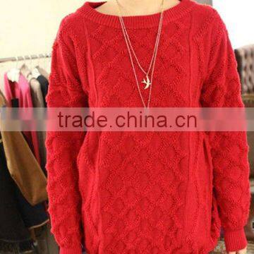 OEM Ladies Fashion Long Sleeve O-neck Woman Pullover Sweater