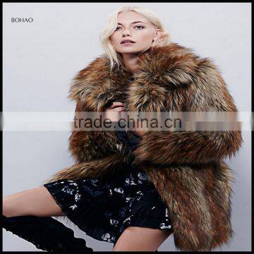 European Style Winter Brown Designer Brand Name Fur Winter Coat photo-3