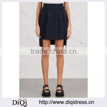 Wholesale Women Apparel Elasticated Waist Pleated Navy Stretch-knit Mini Skirt(DQE0363SK)