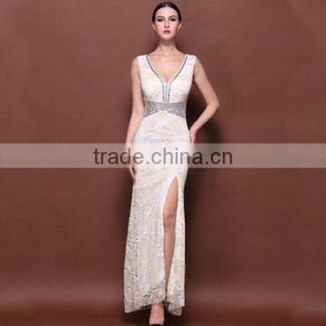 Small Quatity Ladies High Quality Fashion Sleeveless Evening Dress With Beaded photo-3